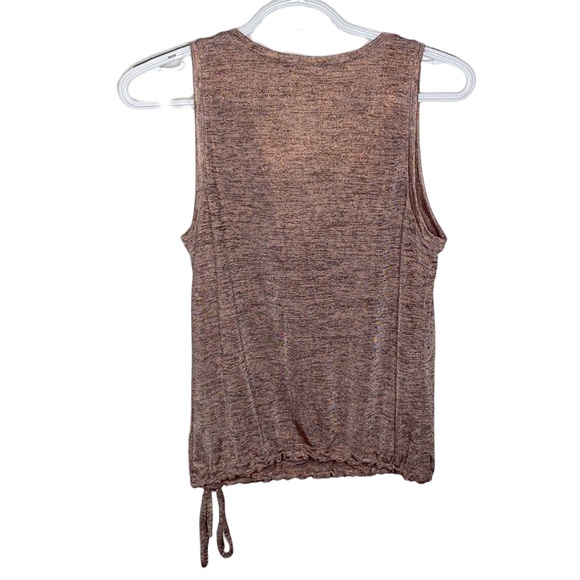 Express copper metallic rose gold cinched waist top with side tie size XS - Picture 2 of 9